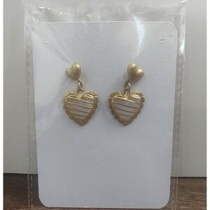 Gold Tone Heart Dangle Drop Earrings Fashion Jewelry Love Theme Z17